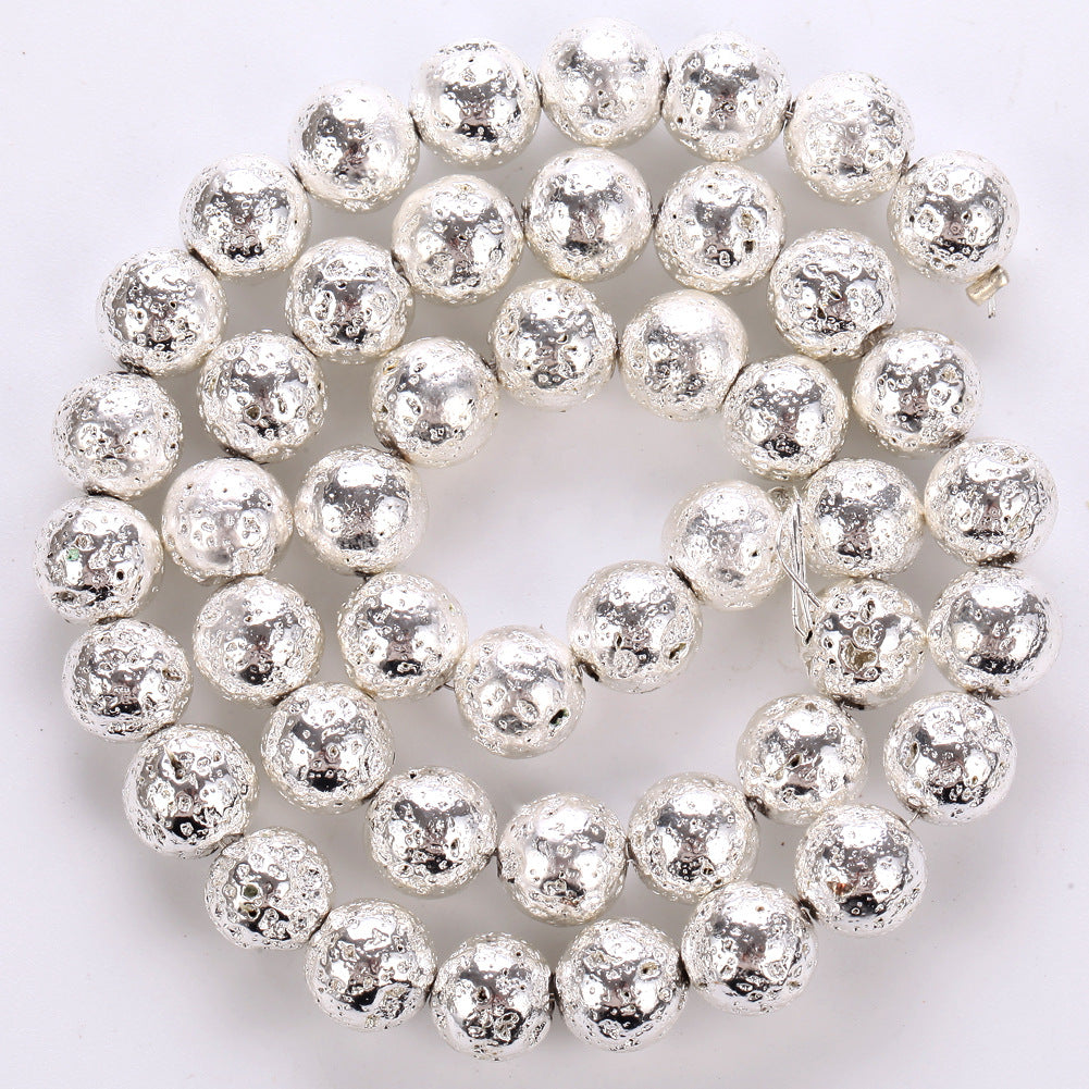 Silver Plated Lava Stone Beads 4mm 6mm 8mm 10mm 15''