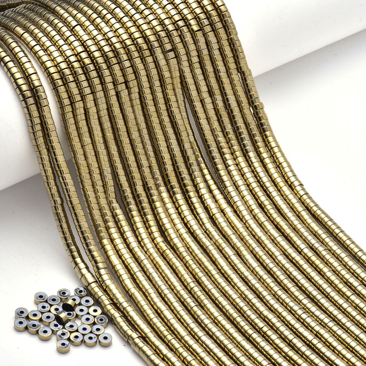 Farverig hæmatit, naturlig ædelsten, Rondelle Stone Spacer 2mm 3mm 4mm 6mm 15''