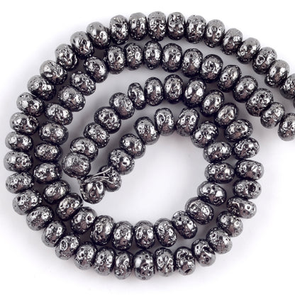 Plated Lava Rondelle Beads 4x6mm 5x8mm 6x10mm 15''