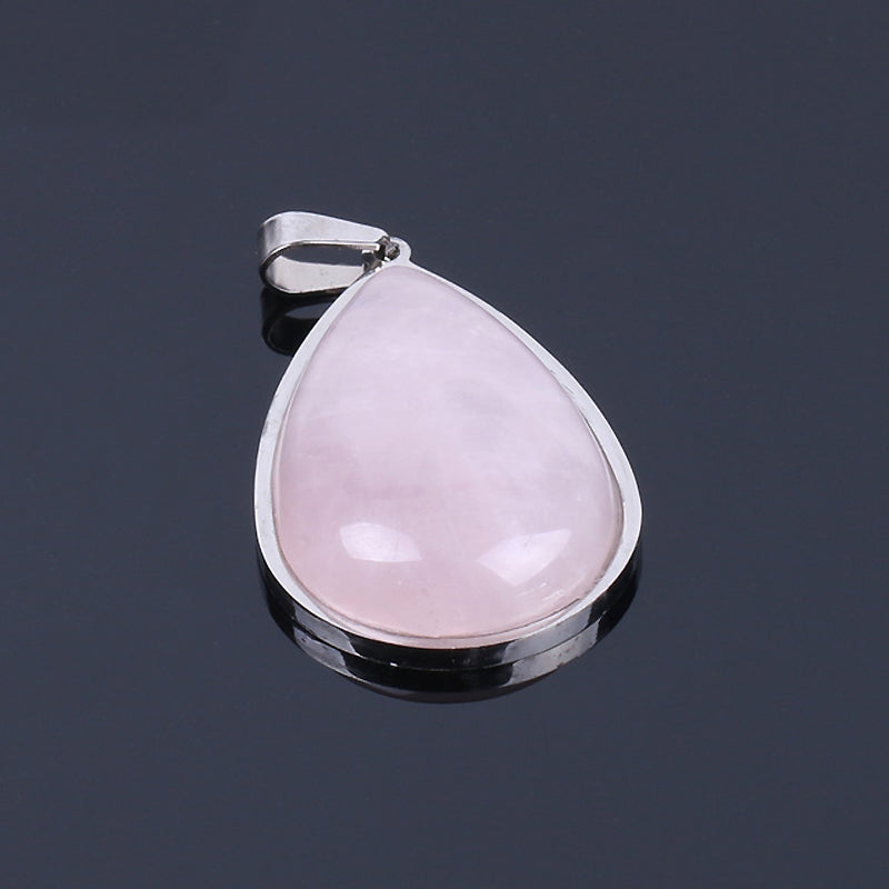 Crystal Quartz Stone Teardrop Pendant Necklace Jewelry 18''