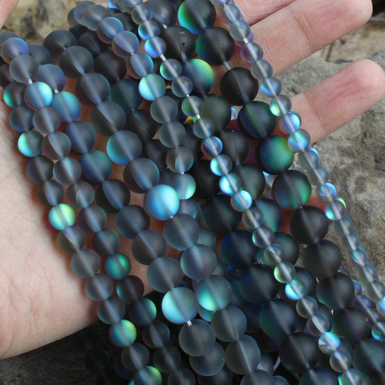 Gray Glass Matte Beads 6mm 8mm 10mm 12mm 15''