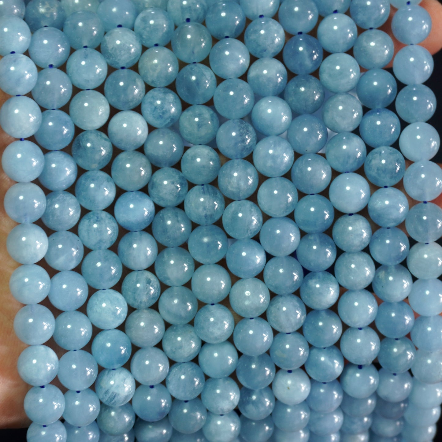 AA, Perles d'aigue-marine 8 mm 15''