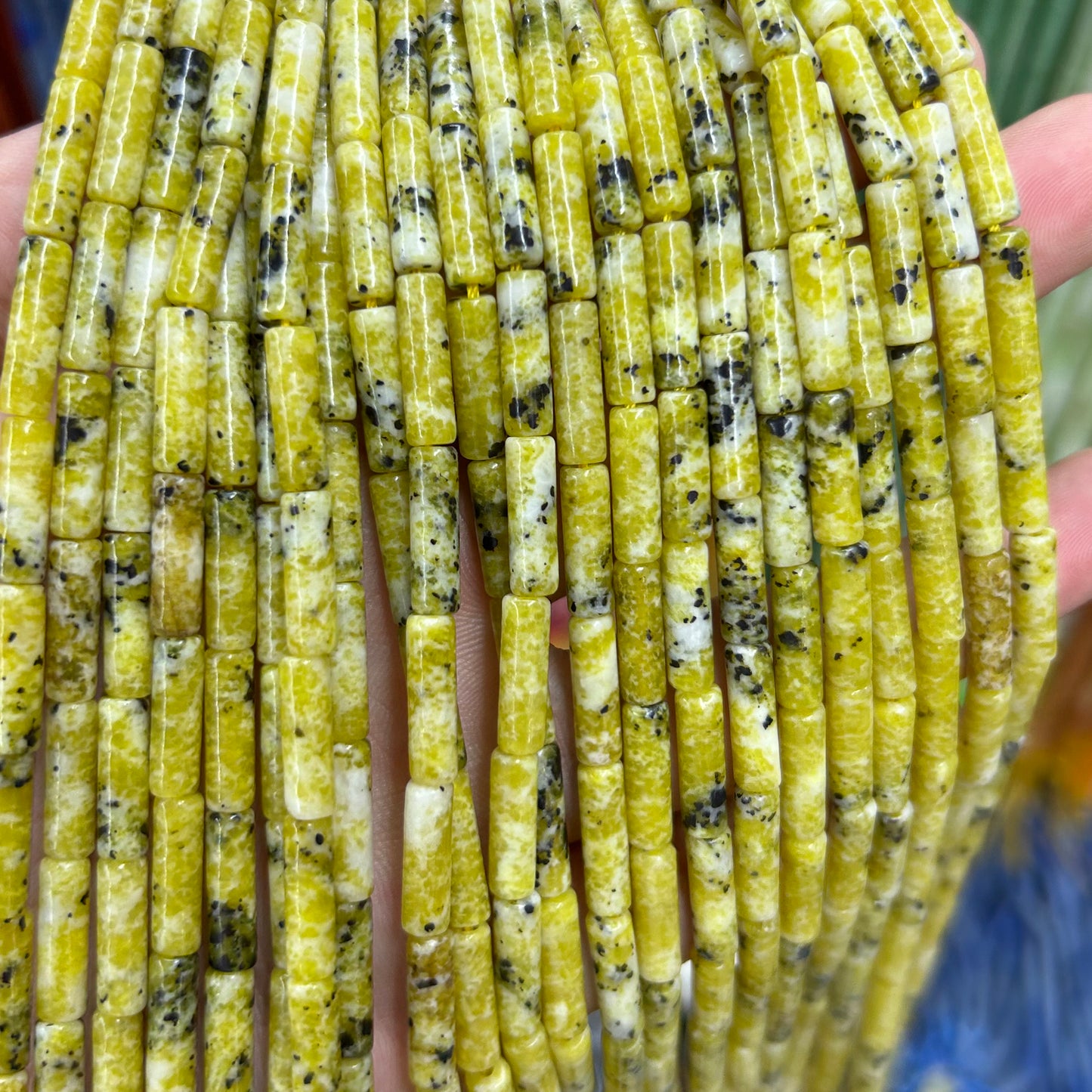 Yellow Turquoise Tube Beads 4x13mm