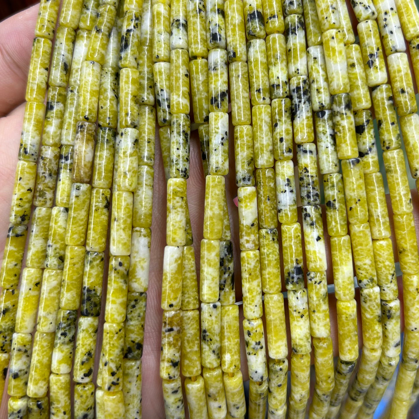 Yellow Turquoise Tube Beads 4x13mm