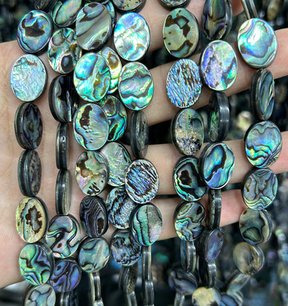 Abalone Shell Beads Flat Oval Beads 12mm 14mm 16mm 18mm 15''