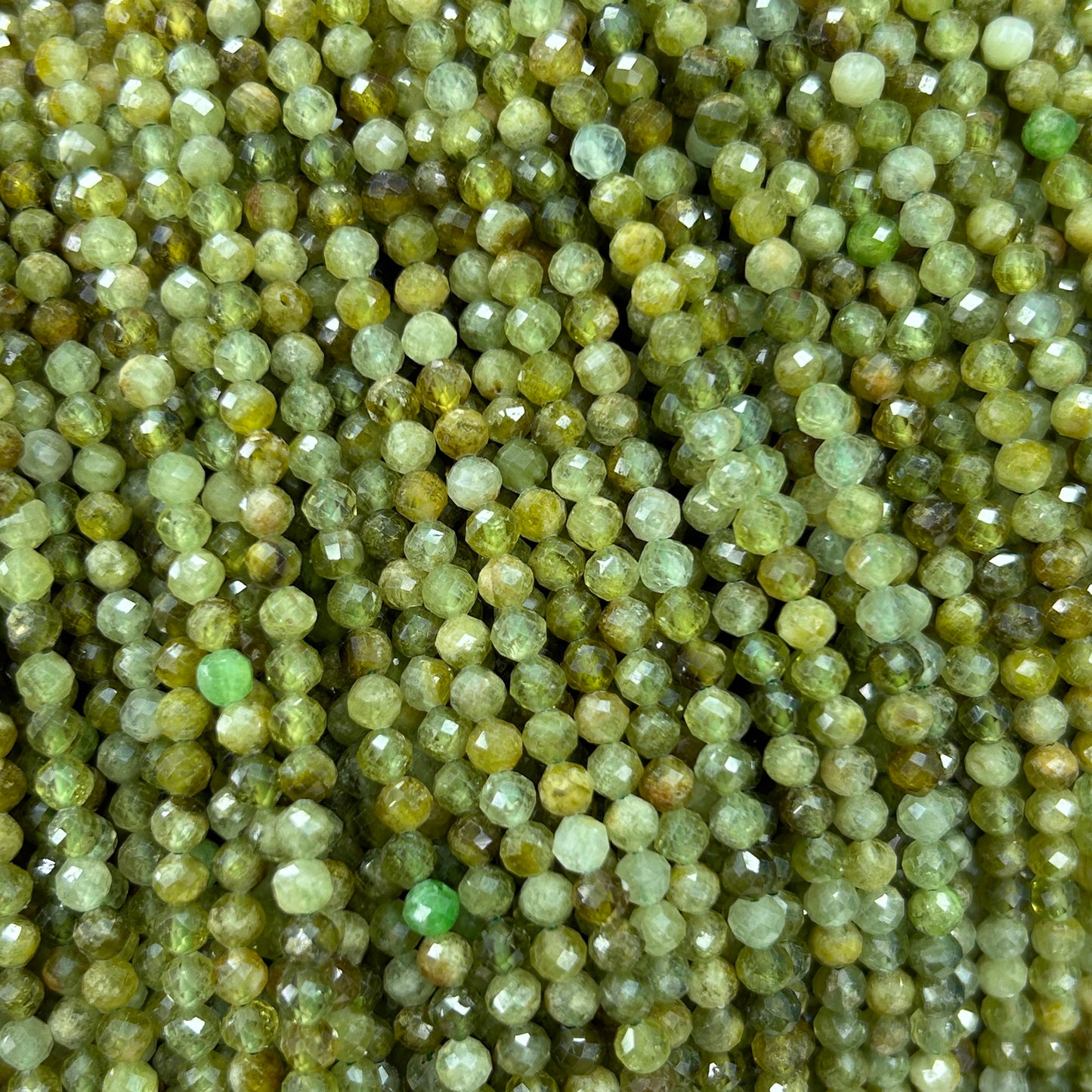 Grøn granat facetteret, naturlig ædelsten, rund ægte sten 2mm 3mm 4mm 15''