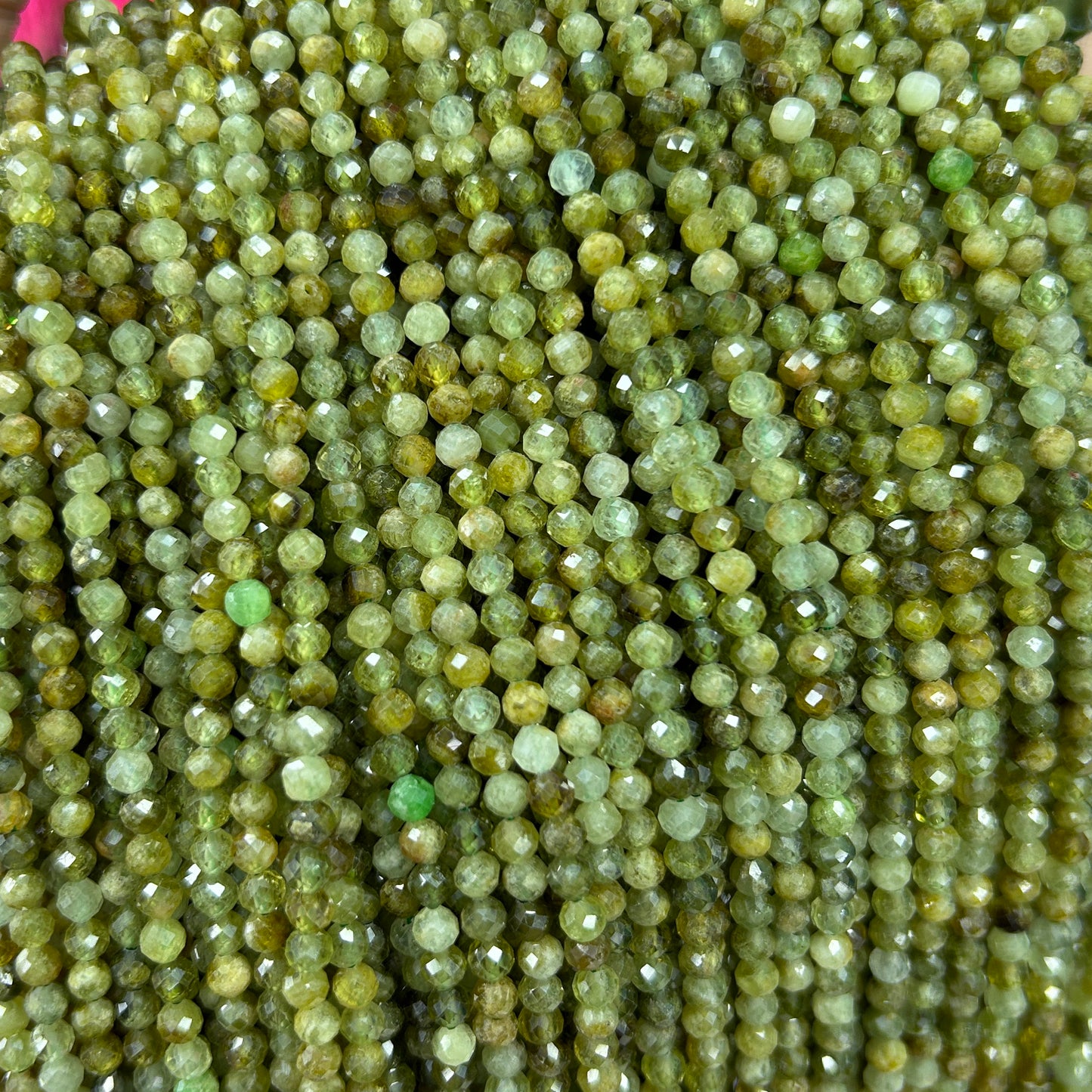 Grøn granat facetteret, naturlig ædelsten, rund ægte sten 2mm 3mm 4mm 15''
