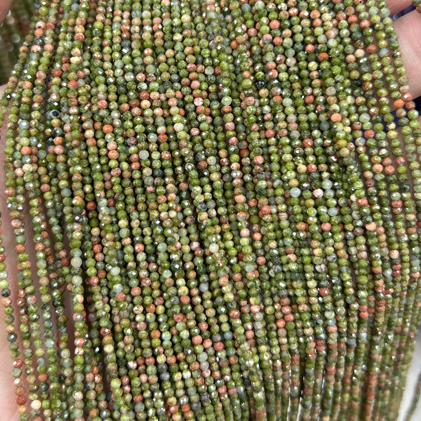 Unakite Faceted Beads 2mm 3mm 4mm 15''