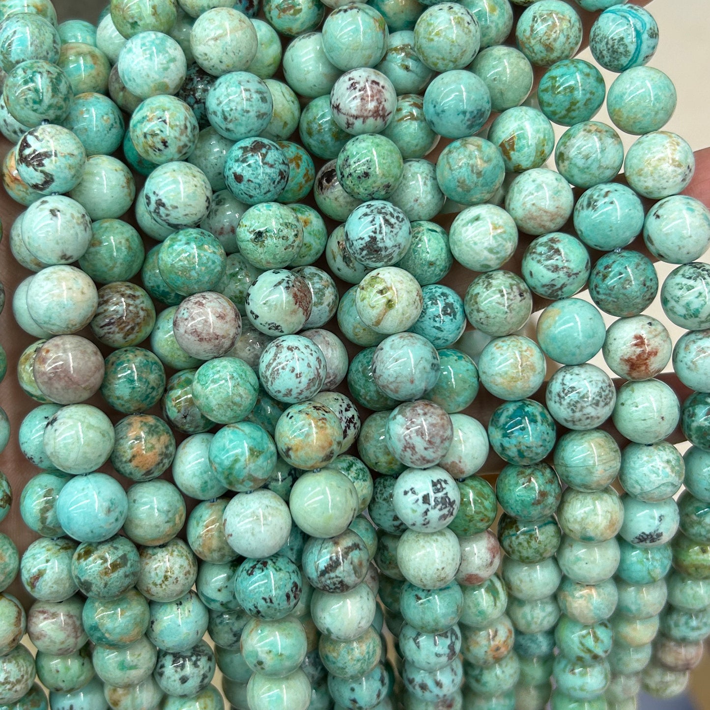 Perles de turquoise péruviennes naturelles 6 mm 8 mm 10 mm 15''