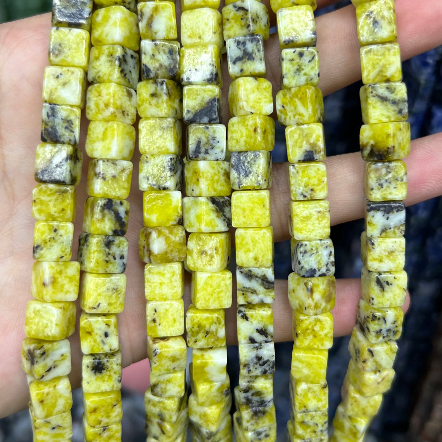 Yellow Turquoise Cube Beads 8mm 15''