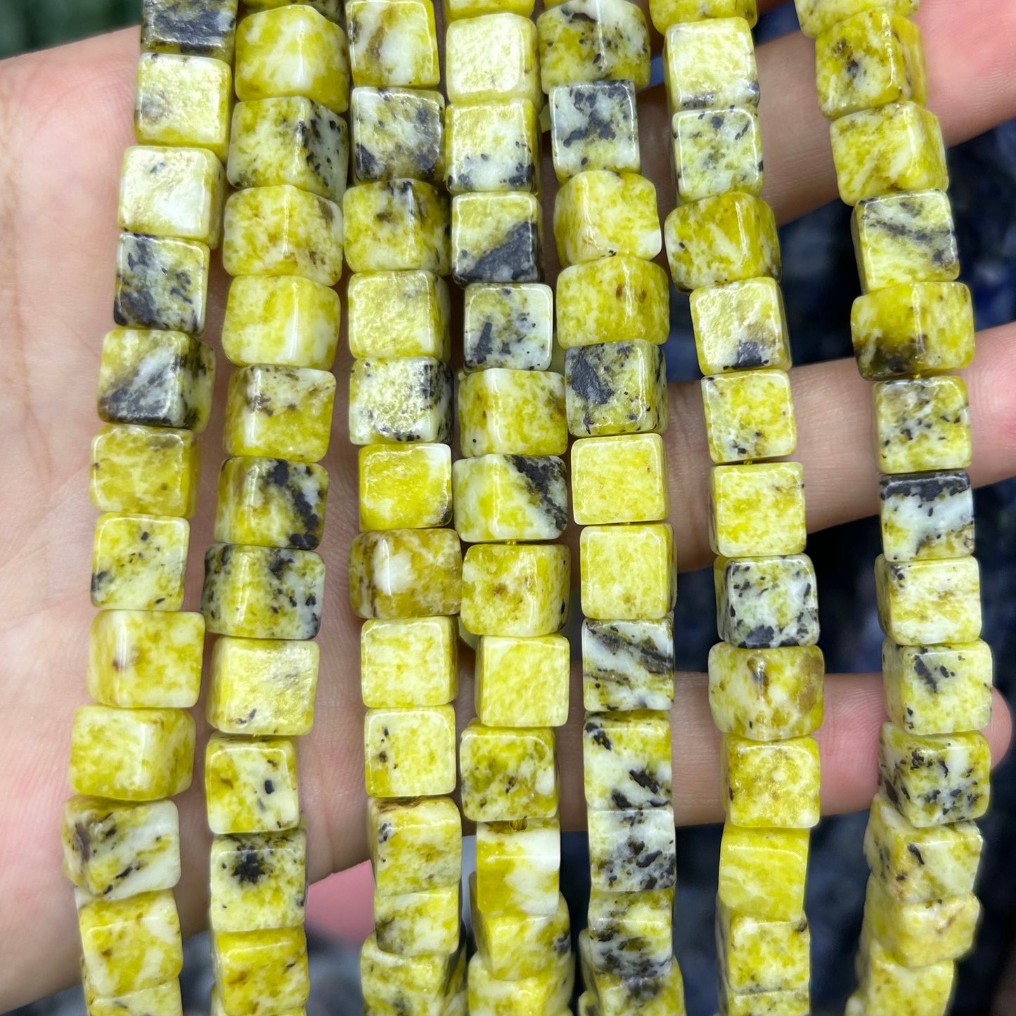 Yellow Turquoise Cube Beads 8mm 15''