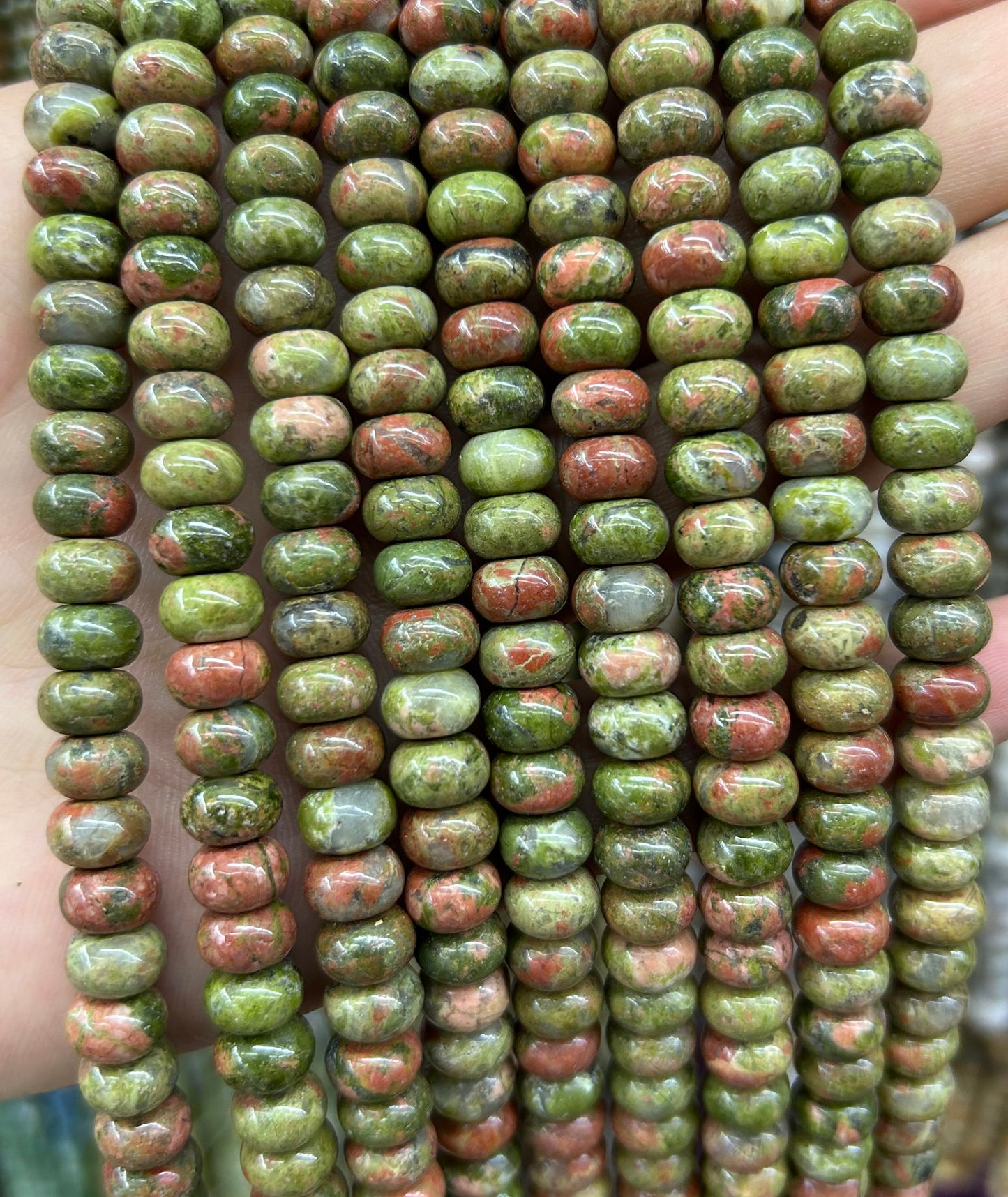 Unakite Rondelle Beads 4x6mm 5x8mm 15''