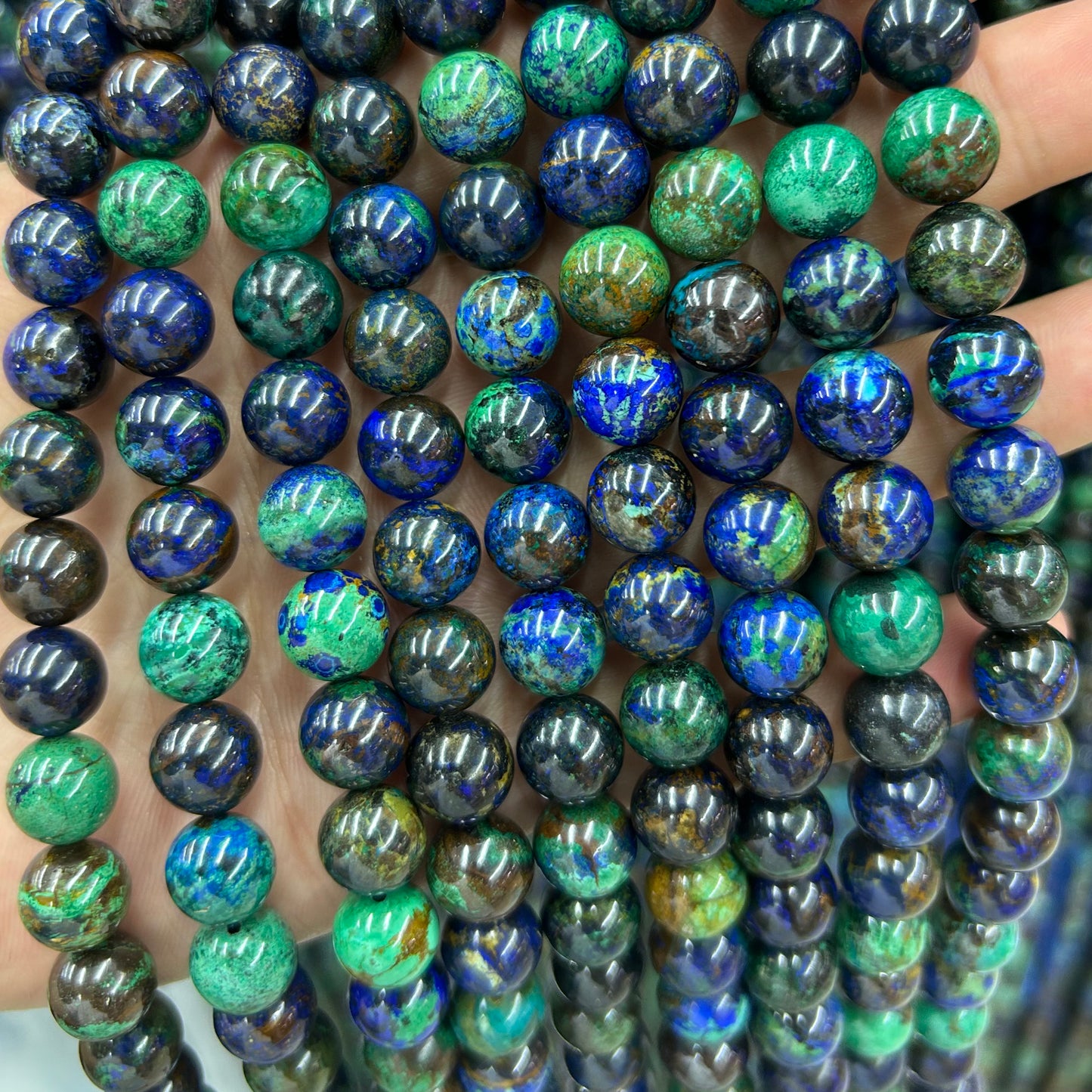 Perles d'Azurite Véritables Qualité Supérieure 6mm 8mm 10mm 15''