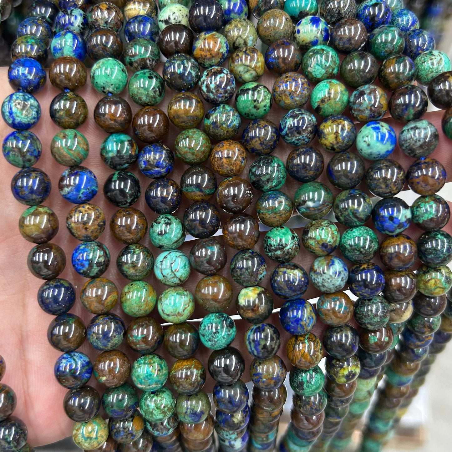 Perles d'Azurite véritables Qualité régulière 6 mm 8 mm 10 mm 15''