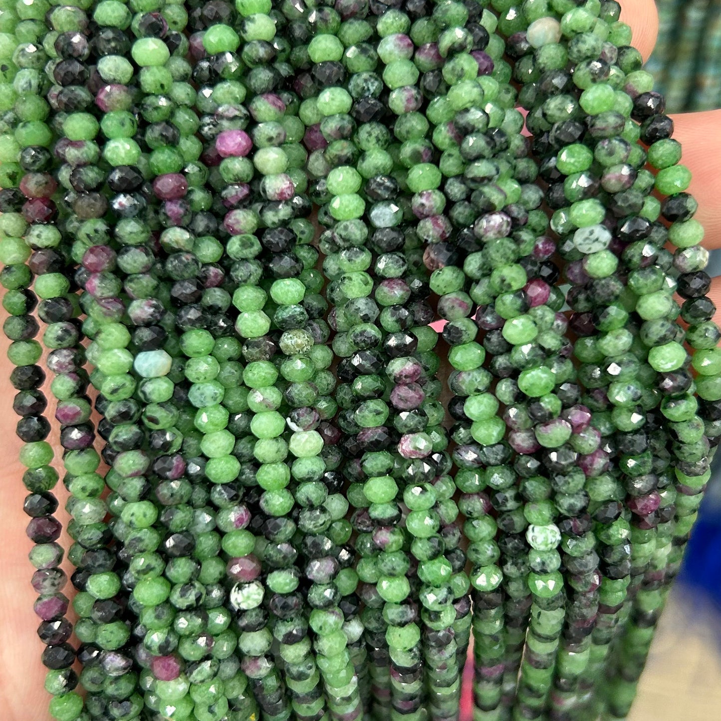 Ruby Zoisite Rondelle Faceted Beads 2x3mm 3x5mm 15''