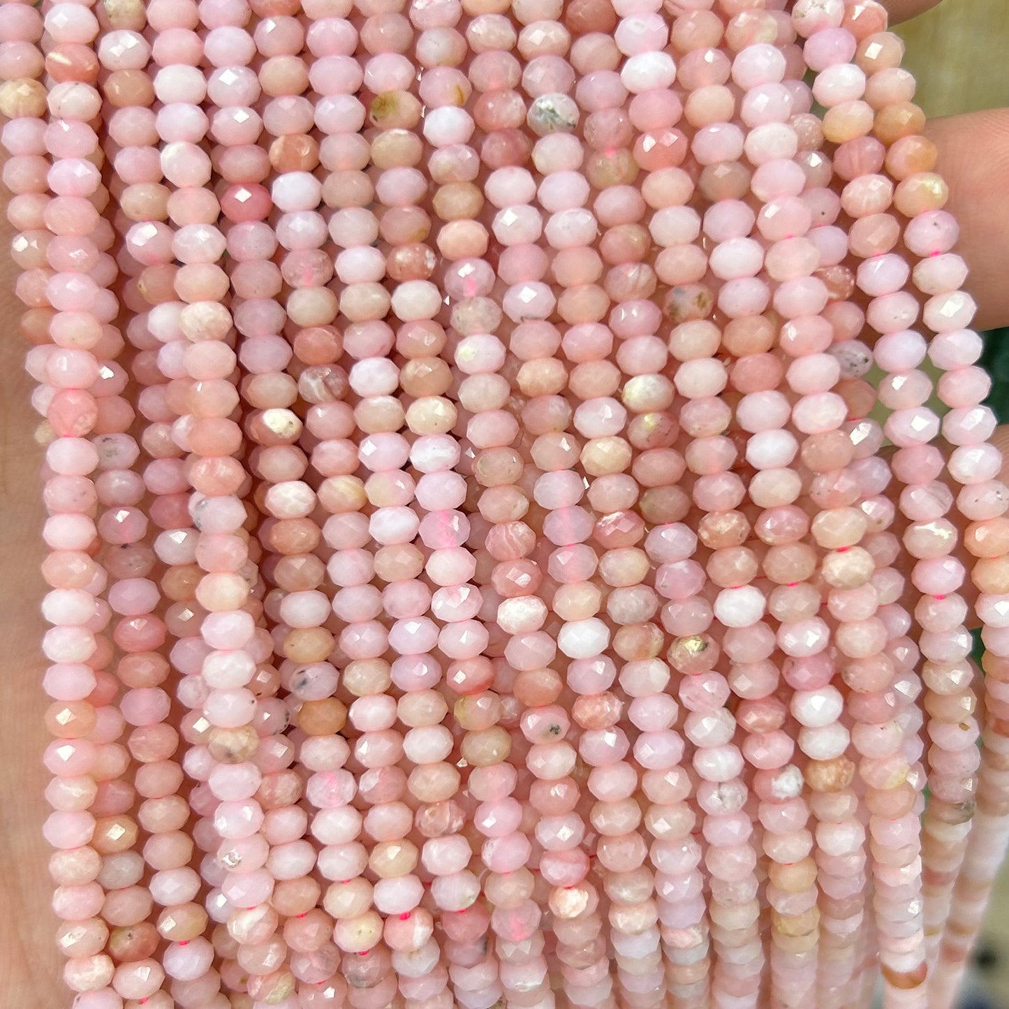 2x3mm Pink Opal Rondelle Faceted Beads 15''