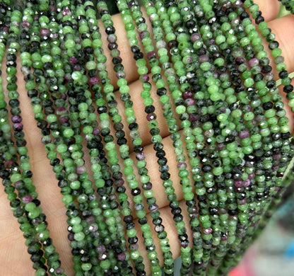Ruby Zoisite Rondelle Faceted Beads 2x3mm 3x5mm 15''