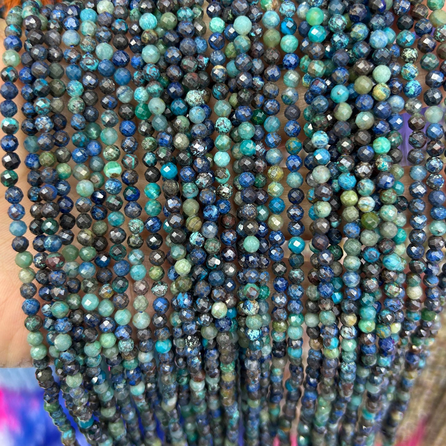 Chrysocolla Faceted Beads 2mm 3mm 4mm 15''