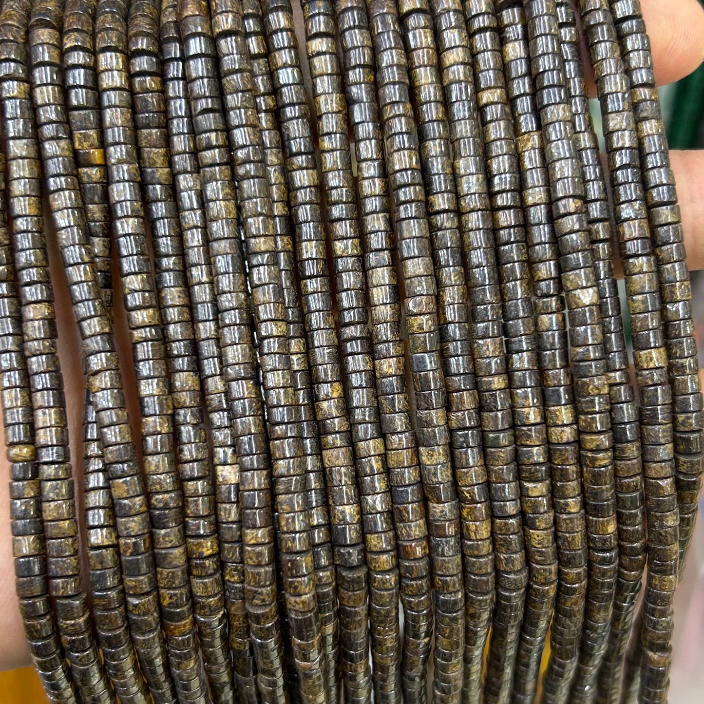 2x4 mm bronzitstenperler, naturlige ædelstensperler, rundelle løse perler til smykkefremstilling 15''