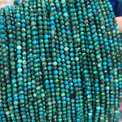 A+ Chrysocolla Faceted Beads 2mm 3mm 4mm 15''