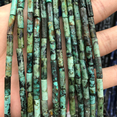 African Turquoise Tube Beads 4x13mm
