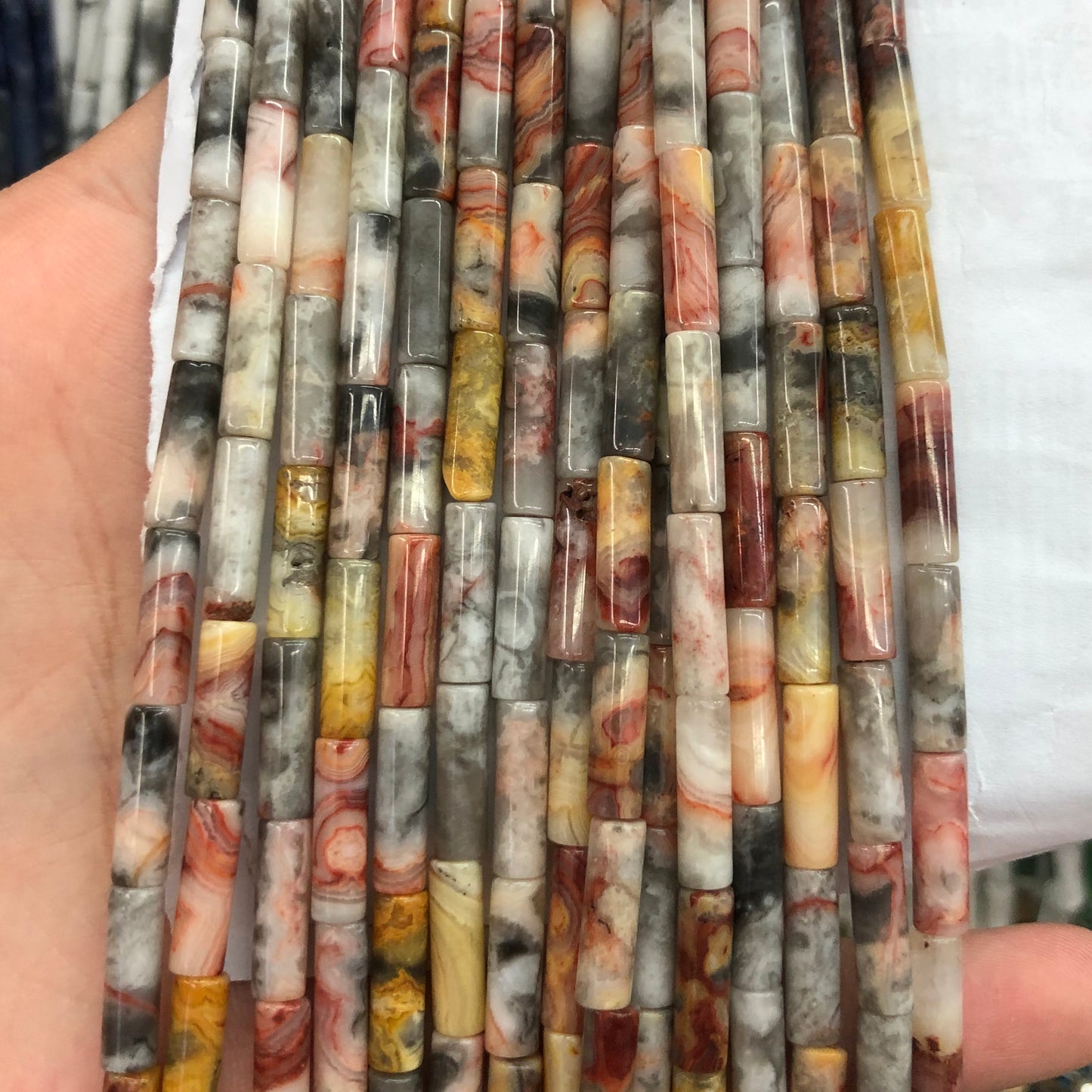 Crazy Agate Tube Beads 4x13mm