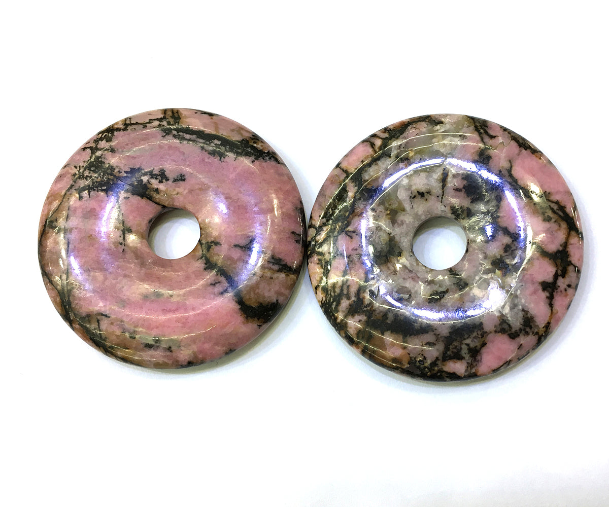 Black Rhodonite Donut Pendant 30mm 40mm 50mm 1pc