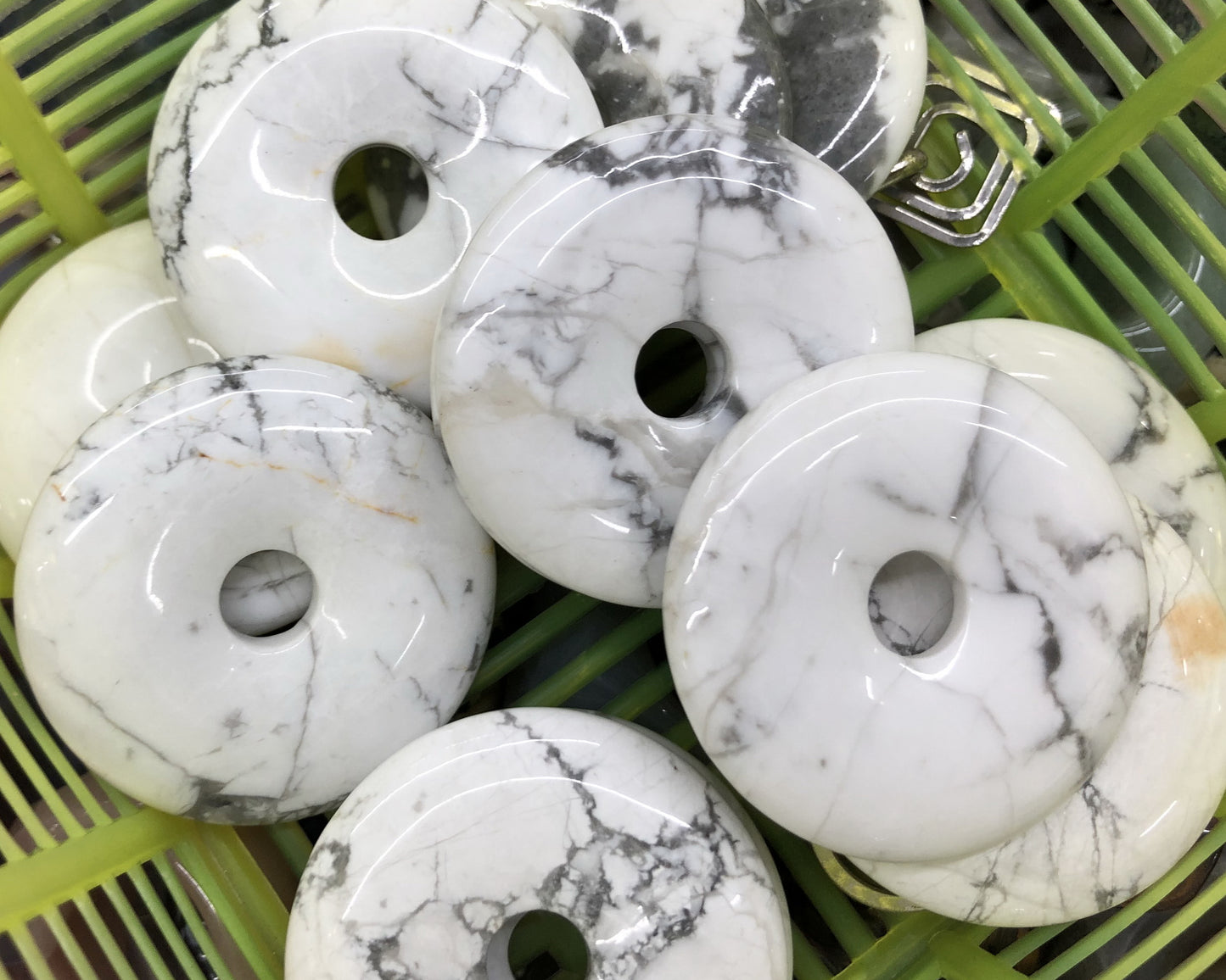 Howlite Donut Pendant 30mm 40mm 50mm 1pc