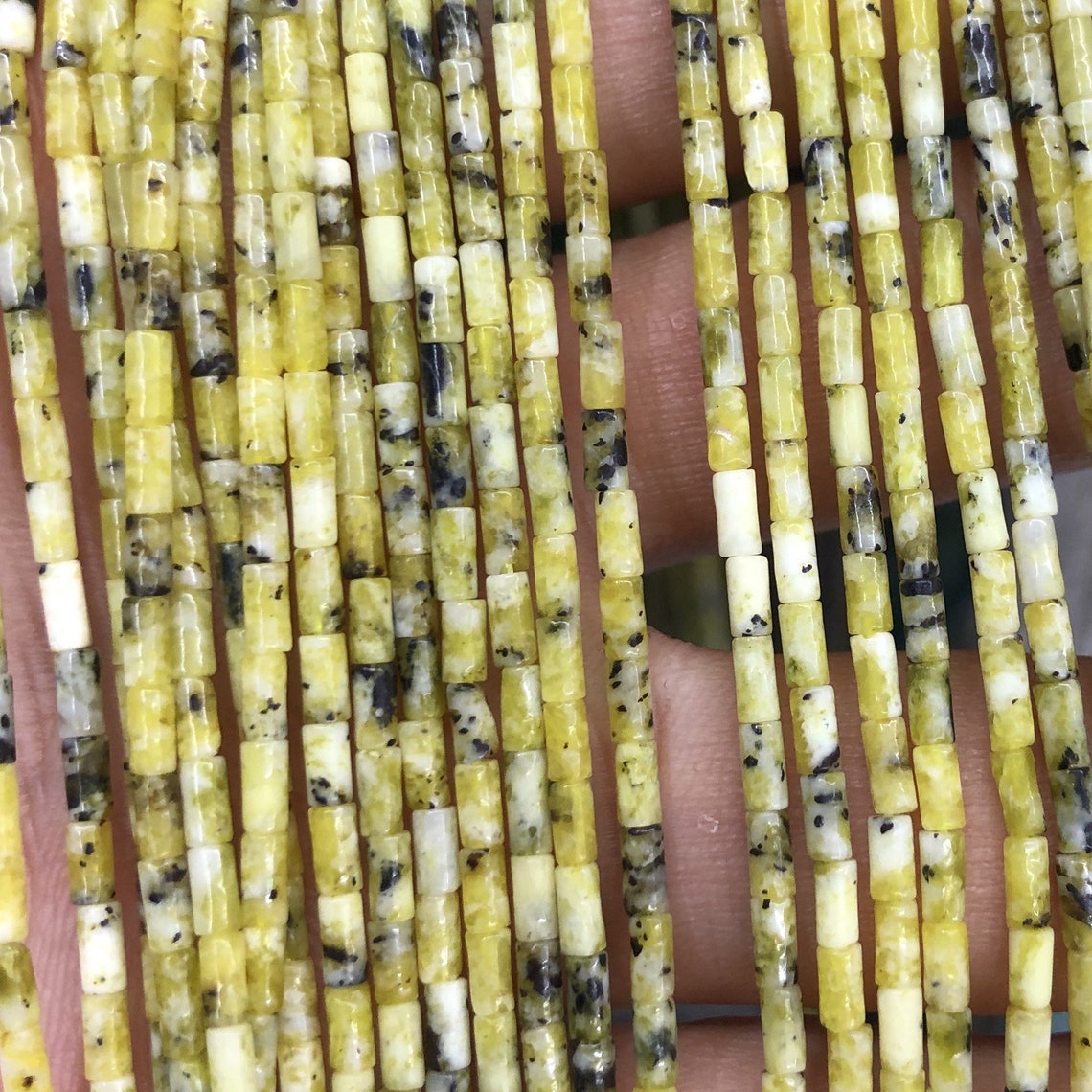 2x4mm Yellow Turquoise Tube Beads 15''