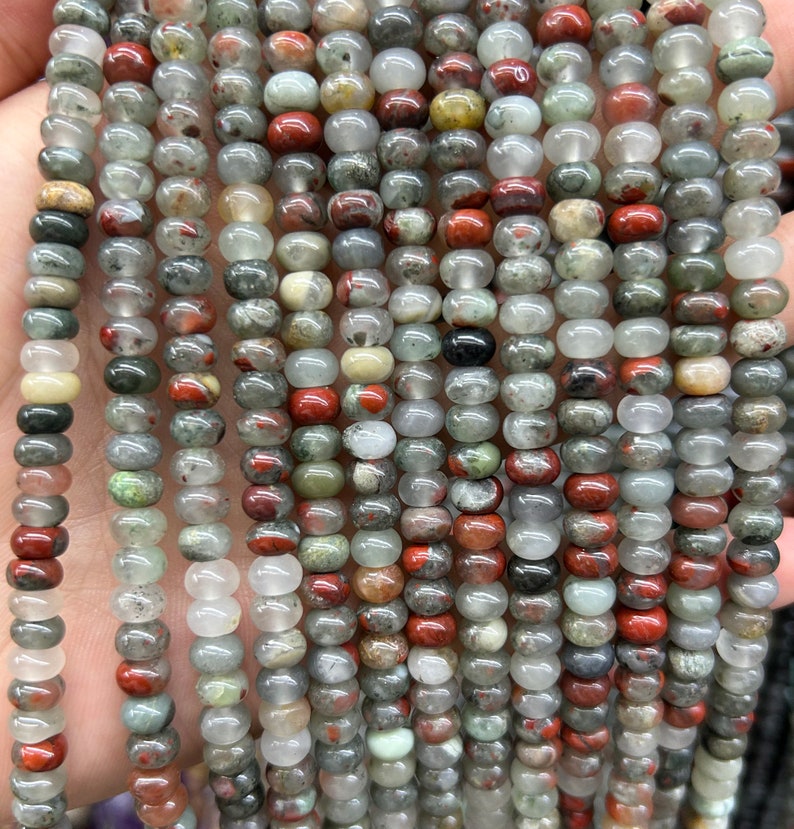 African Bloodstone Rondelle Beads 4x6mm 5x8mm 15''