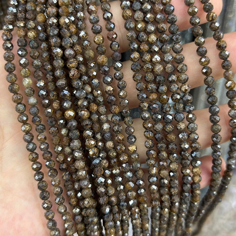 Bronzite Nice Faceted Beads 2mm 3mm 4mm15''