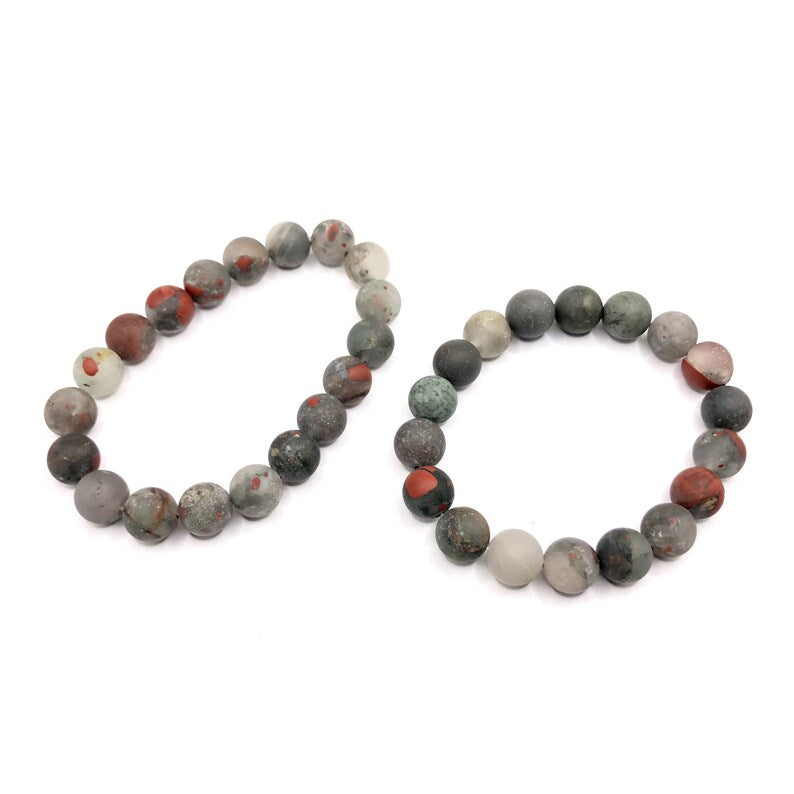 African Bloodstone Matte Bracelet 8''