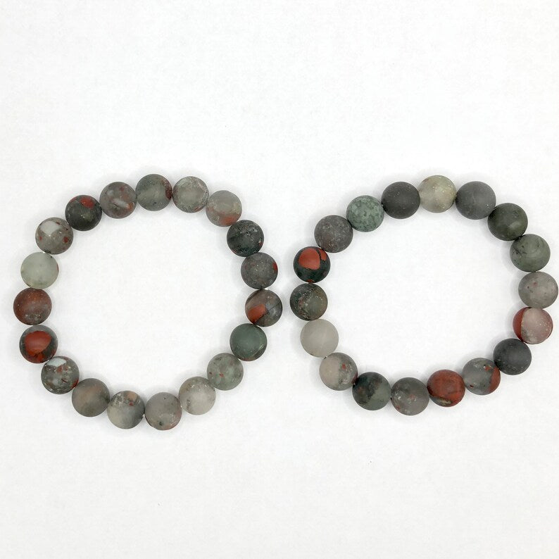 African Bloodstone Matte Bracelet 8''