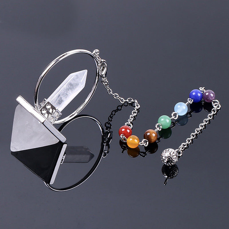 7 Chakra Reiki Healing Pendant Hexagonal Prism Pyramid Crystal Pendants 7''