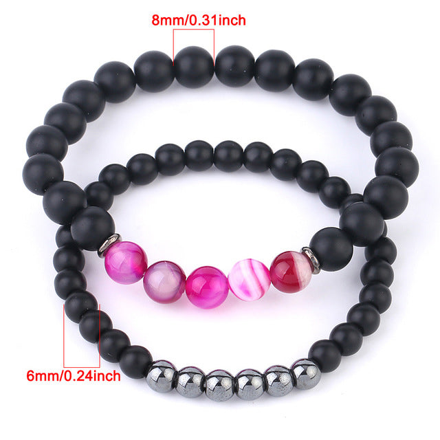 Dame Armbånd Par Armbånd Mat Onyx Armbånd Herre Armbånd 2 stk 8''