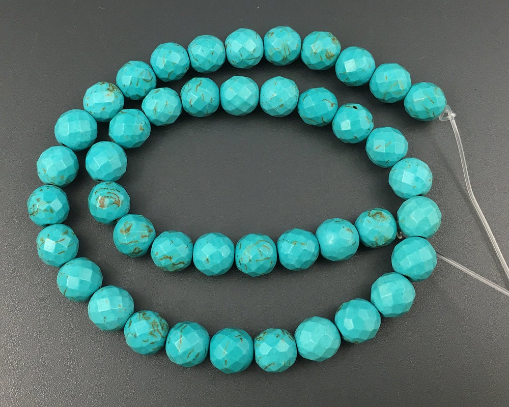 Blue Howlite Turquoise Faceted Beads 6mm 8mm 10mm 12mm 15''