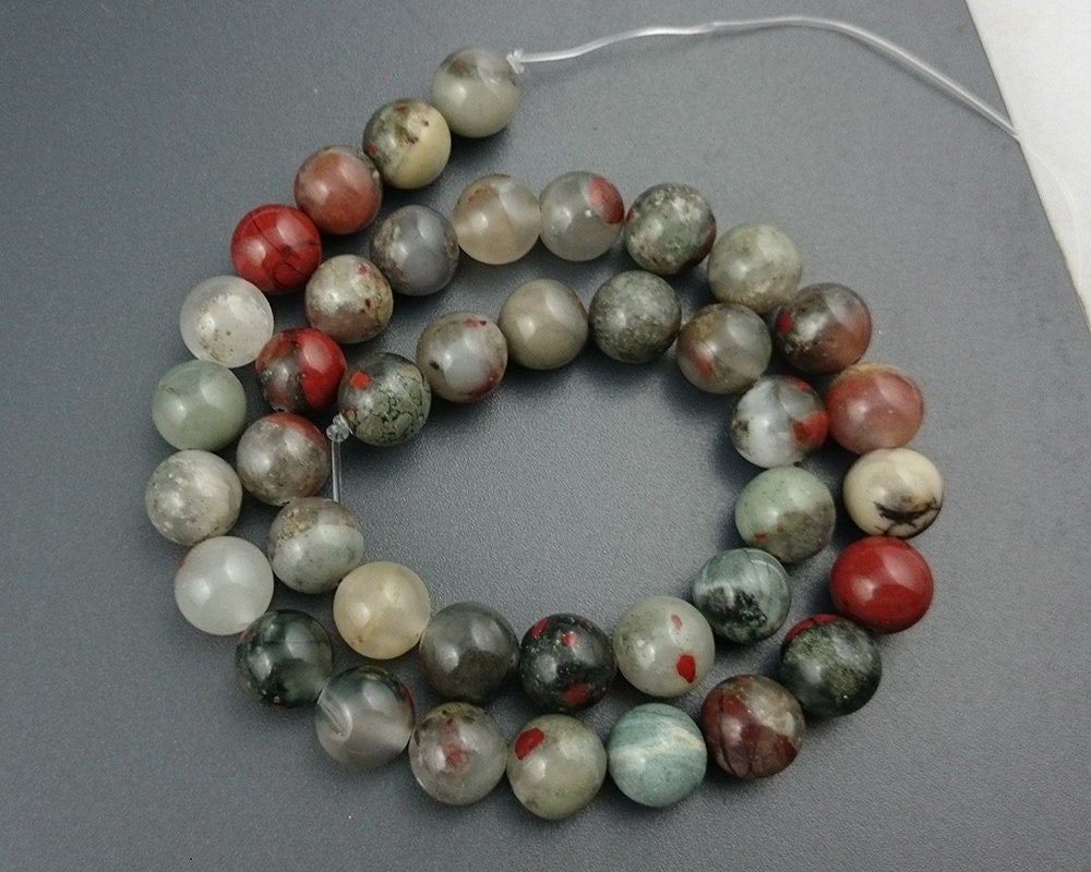 Perles de pierre de sang africaine 4 mm 6 mm 8 mm 10 mm 12 mm 15''