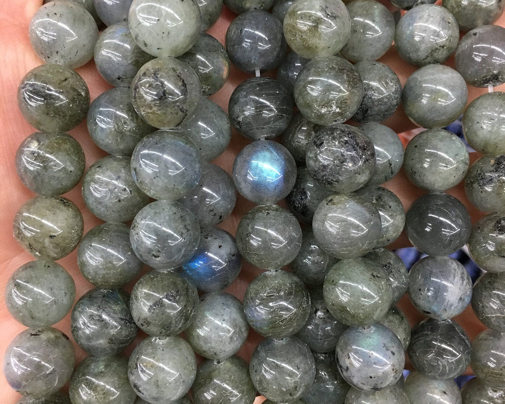 Grøn labradorit, naturlig ædelsten, rund sten, 6mm 8mm 10mm 12mm 15''