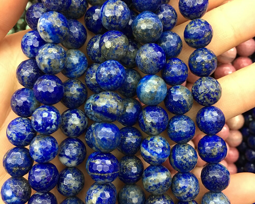 Perles à facettes en lapis-lazuli 6 mm 8 mm 10 mm 15