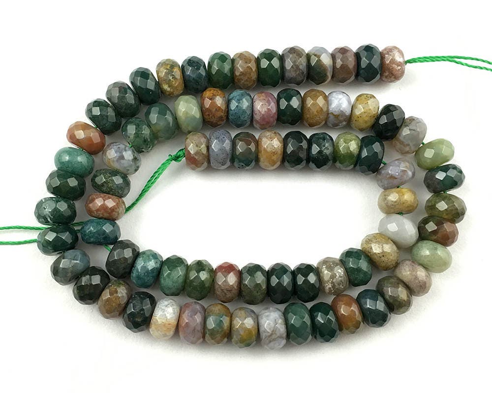 5x8mm natursten, indisk agat, Rondelle facetteret, agatsten 15''