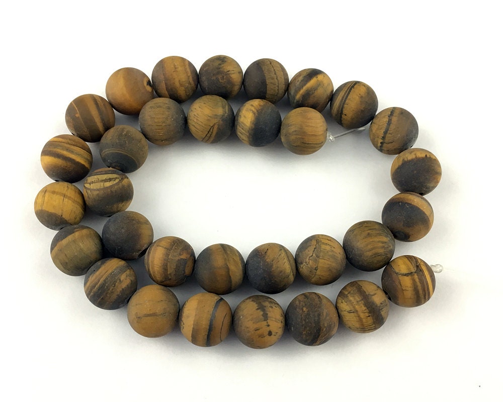 Perles œil de tigre jaune mat, pierres précieuses naturelles, 4 mm, 6 mm, 8 mm, 10 mm, 12 mm