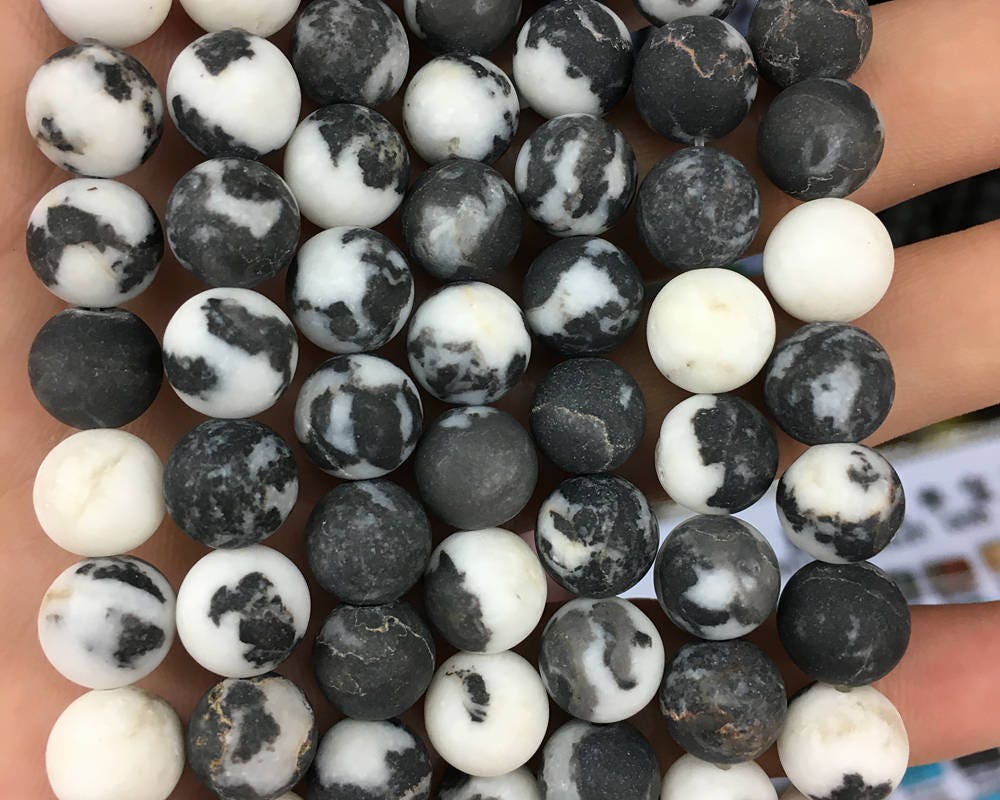 Black White Zebra Jasper Matte Beads 4mm 6mm 8mm 10mm 12mm 15''