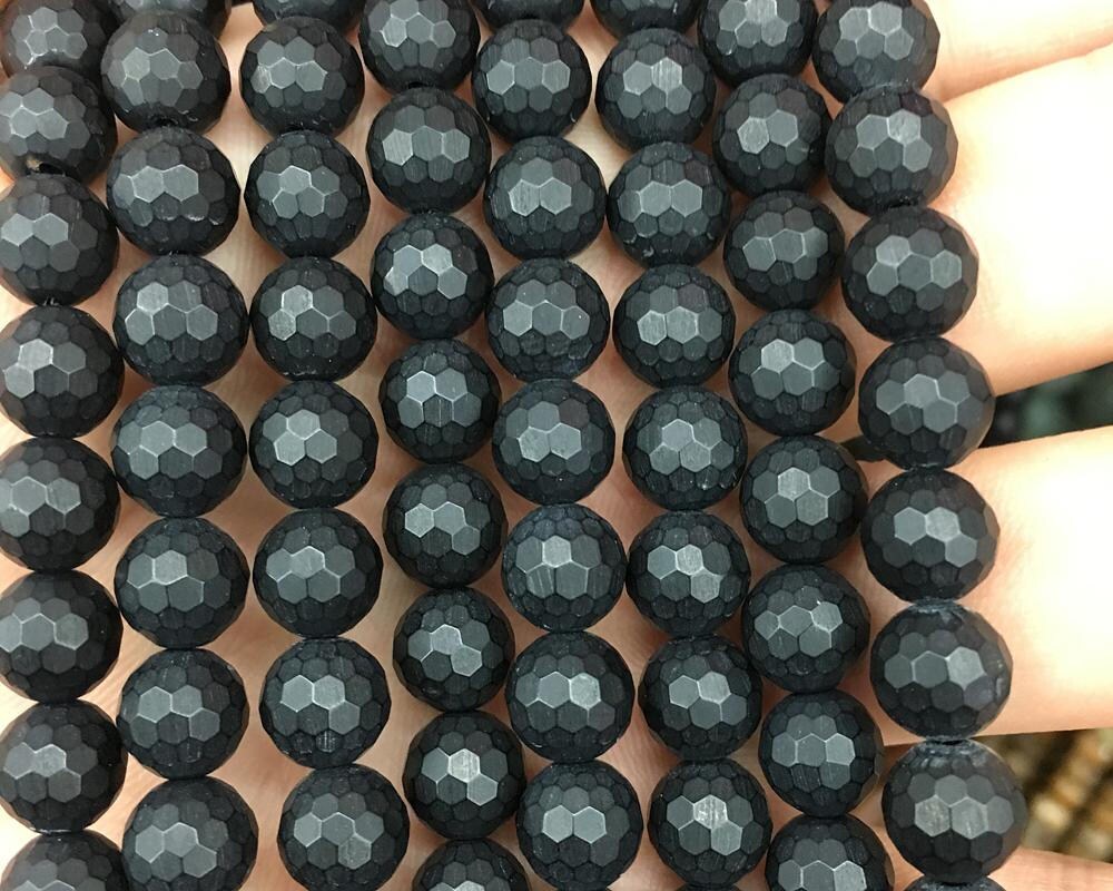 Onyx facetterede matte perler Naturlige ædelstensperler 4 mm 6 mm 8 mm 10 mm 12 mm 15''