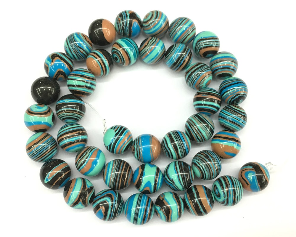 Blue Striped Malachite Beads 4mm 6mm 8mm 10mm 12mm 15''