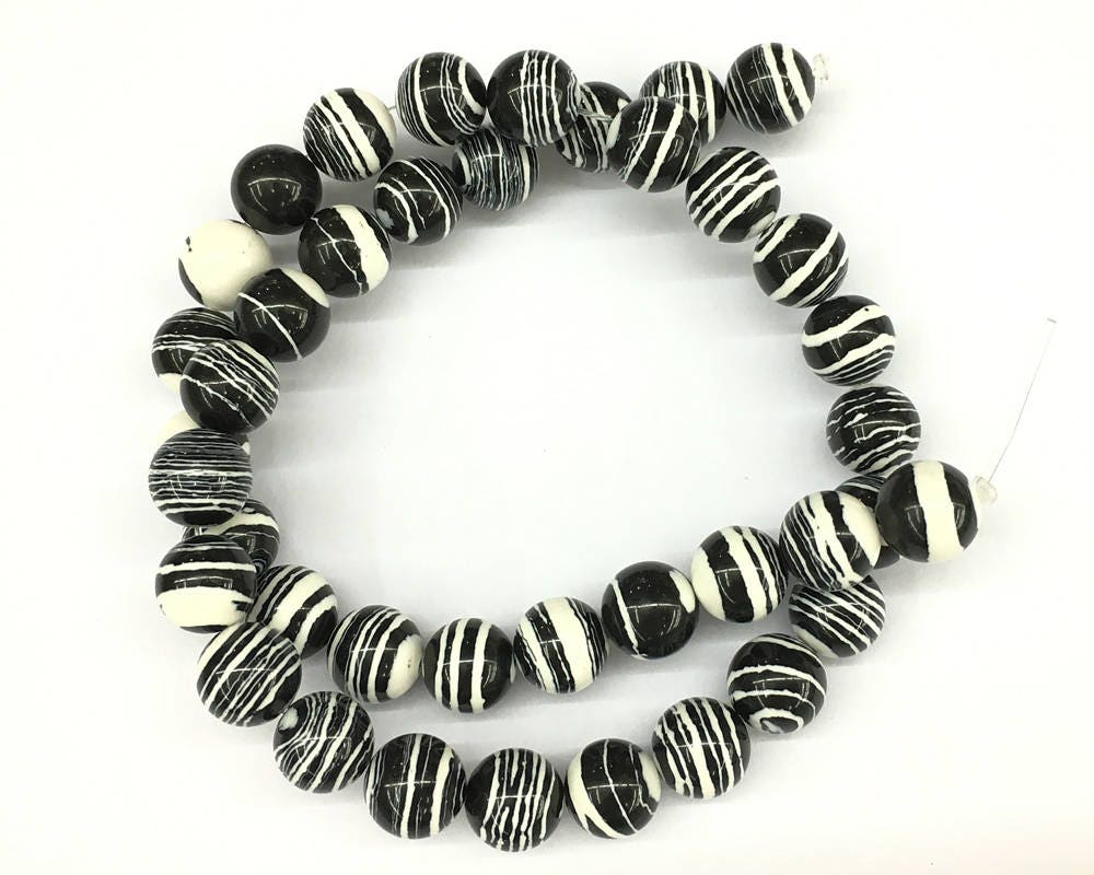 Black White Malachite 4mm 6mm 8mm 10mm 12mm 15''