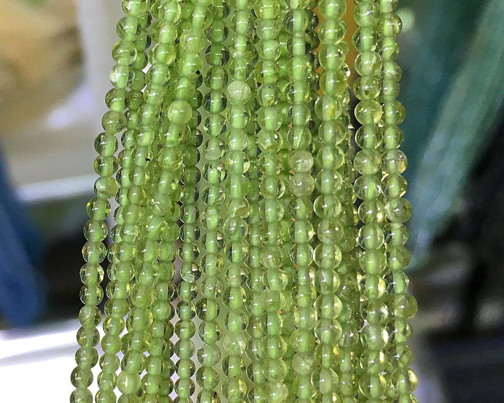 Peridot, naturlig ædelsten, rund grøn sten 2mm 3mm 4mm 15''