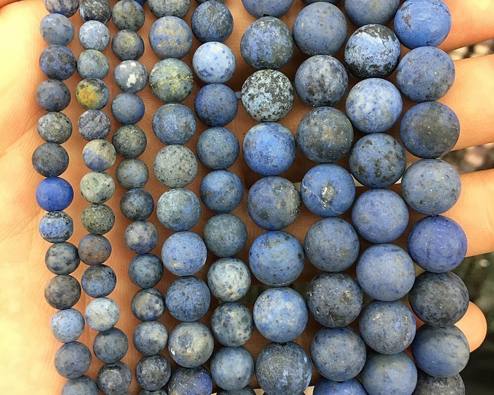 Perles de pierre mate dumortiérite 4 mm 6 mm 8 mm 10 mm 12 mm 15''