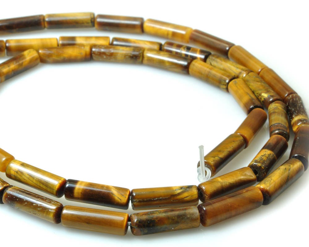 Yellow Tiger Eye Tube Beads 4x13mm