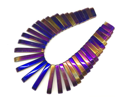Purple Gold Hematite Stick Pendant 11-30mm