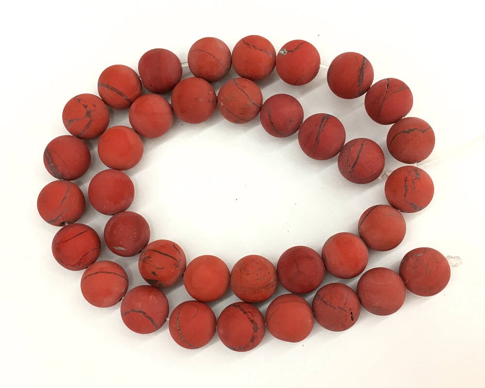 Rød jaspis mat, naturlig ædelsten, rund frostet sten 4 mm 6 mm 8 mm 10 mm 12 mm 15''
